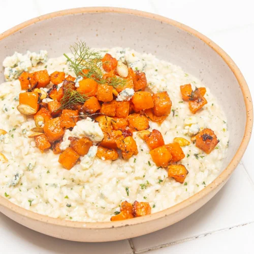 Risotto de calabazas y queso azul