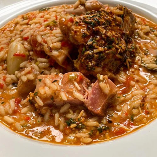 Guisotto pollo y verdeo