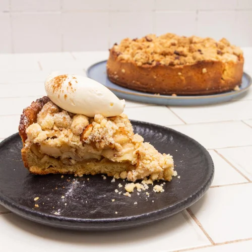 Tarta crumble de manzana caramelizada